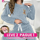 [Leve 2 Pague 1] Pijama Feminino Ursinho Luma (Veludo Suave, calor por dentro) + BRINDE: 1 Pantufa Nuvem Antifrío