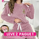 [Leve 2 Pague 1] Pijama Feminino Ursinho Luma (Veludo Suave, calor por dentro) + BRINDE: 1 Pantufa Nuvem Antifrío